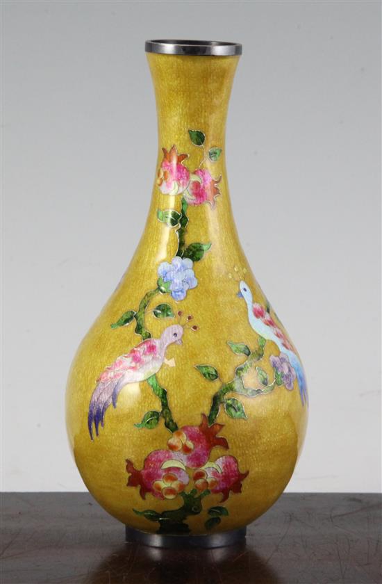 A silver and cloisonne enamel vase, probably Korean, second half 20th century, 17cm